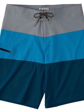 NRS Benny Board Short Men’s Gray and Blue Colorblock Swim Trunks size 40
